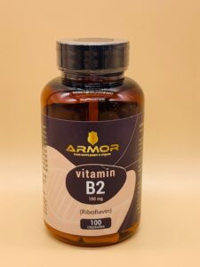 Vitamin B2 100mg (Riboflavin) 100 capsules by Armor