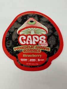 CAPS- by Good Morels- Pyschedelic Amanita Gummies- Strawberry 5 Gummies